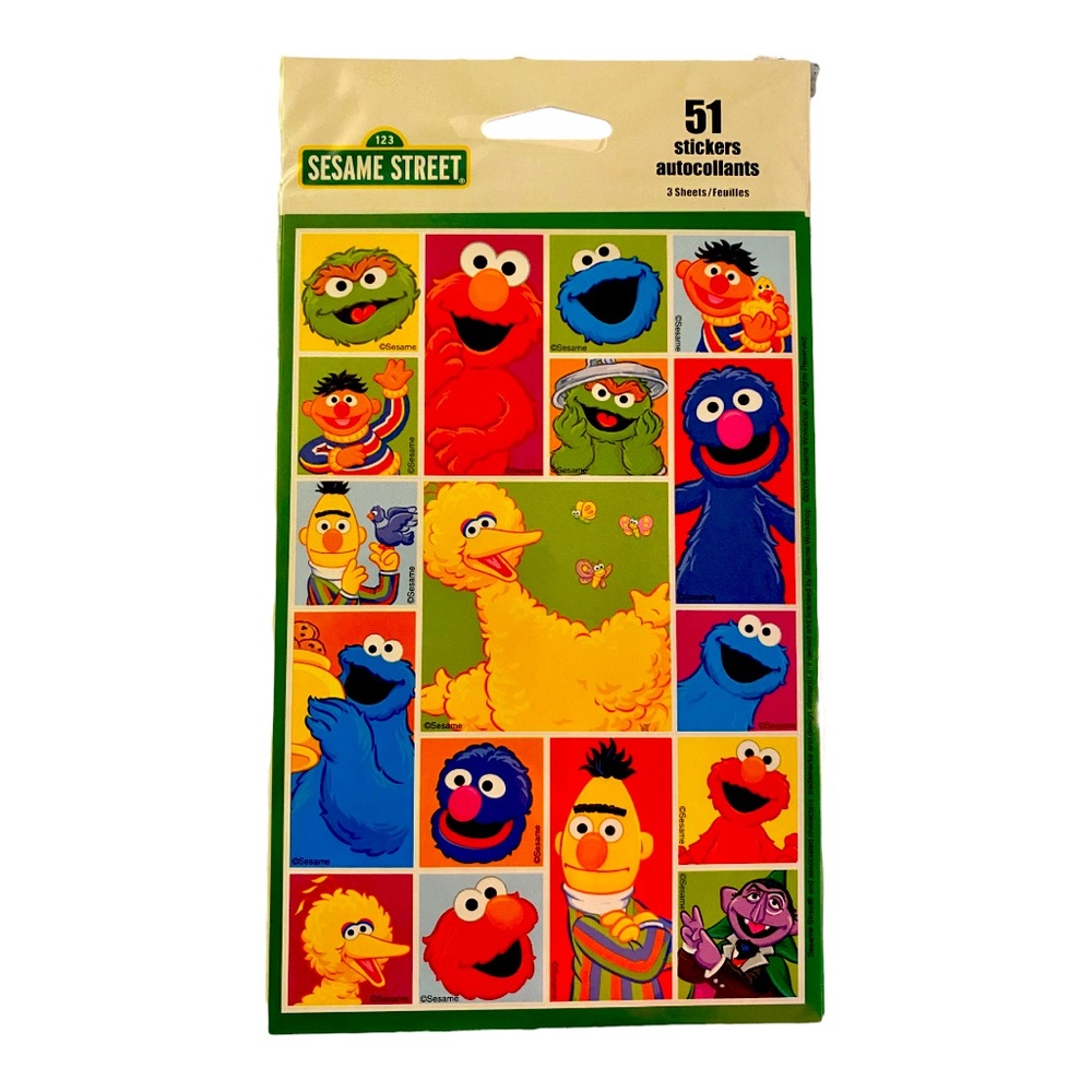 SESAME STREET STICKERS Set of 51 Big Bird The Count Elmo Grover Cookie Monster